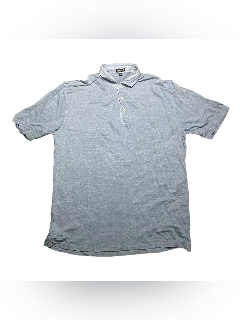Peter Millar Crown Crafted Mens XL Blue 100% Linen Short Sleeve Polo Shirt